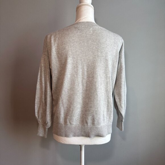 Loft Women's Size XS "Con Amor" Gray Lightweight Sweater 100% Cotton - Picture 7 of 9